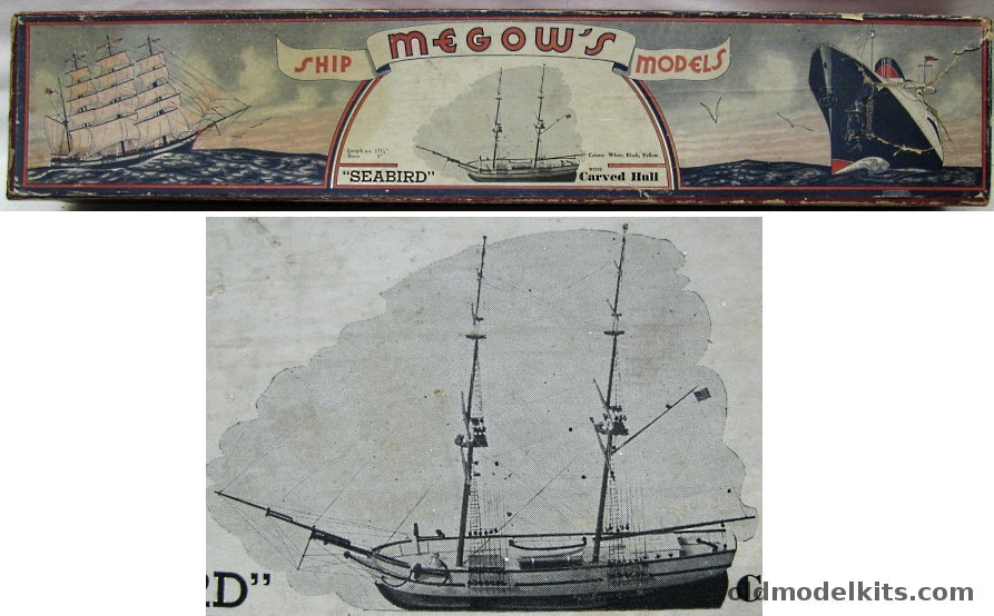 Megow Seabird 19th Century Merchant Brig - 17.75 inch long Wooden Ship Model, G-16 plastic model kit